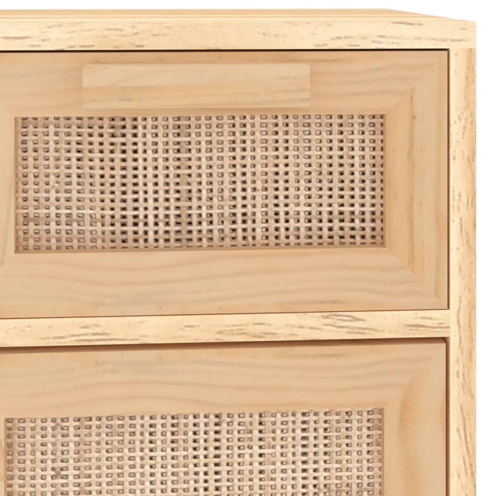 skænk 60x30x75 cm massivt fyrretræ og naturlig rattan brun