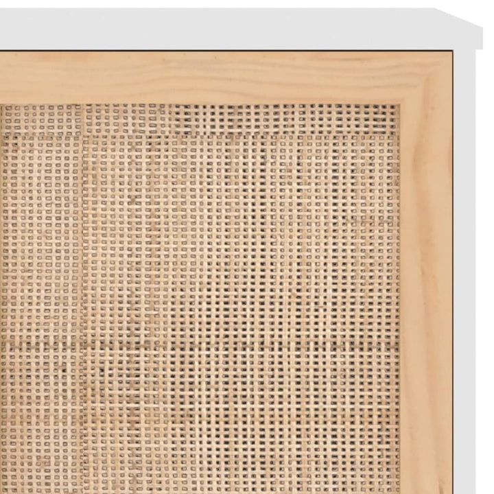 skænk 105x30x60 cm massivt fyrretræ og naturlig rattan hvid