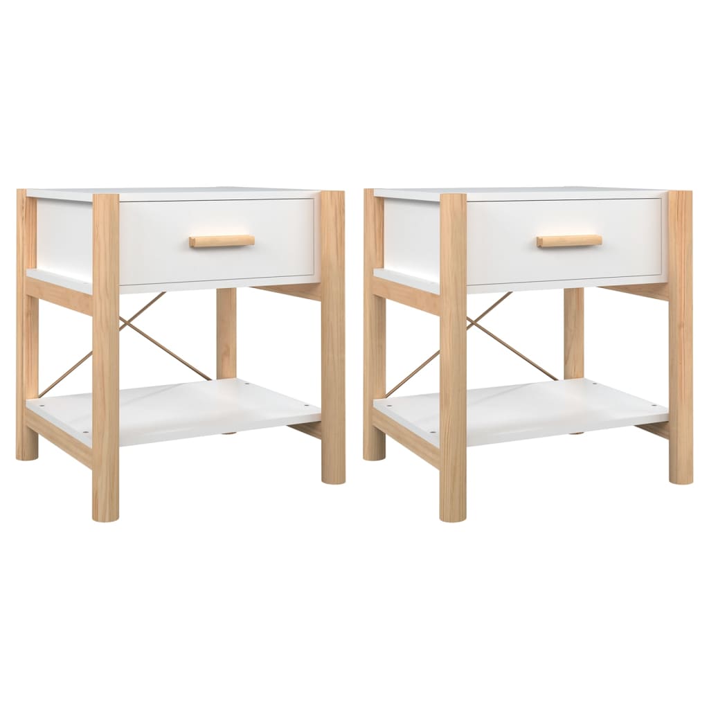 sengeborde 2 stk. 42x38x45 cm konstrueret træ hvid