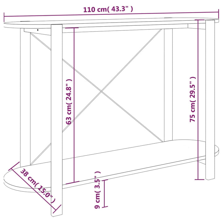 konsolbord 110x38x75 cm konstrueret træ hvid