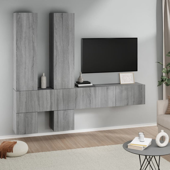 væghængt tv-bord 37x37x72 cm konstrueret træ grå sonoma-eg