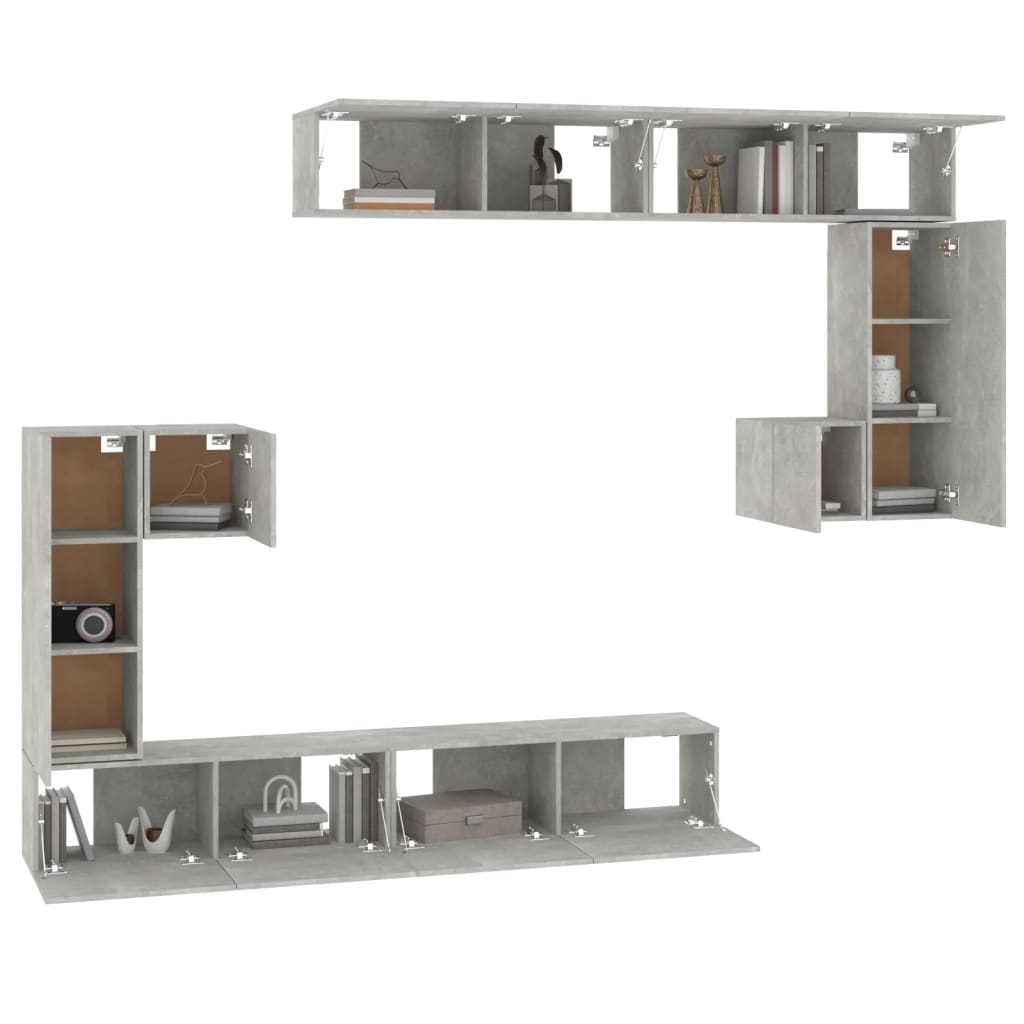 væghængt tv-bord 37x37x72 cm konstrueret træ betongrå