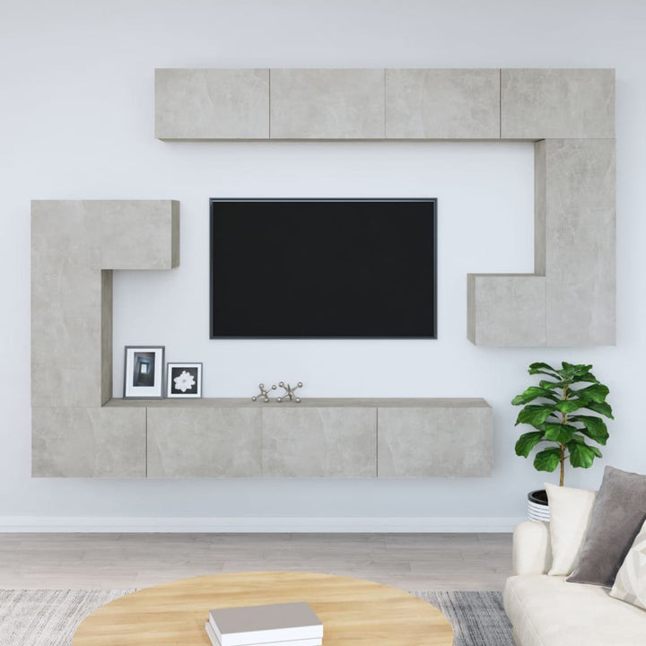 væghængt tv-bord 37x37x72 cm konstrueret træ betongrå