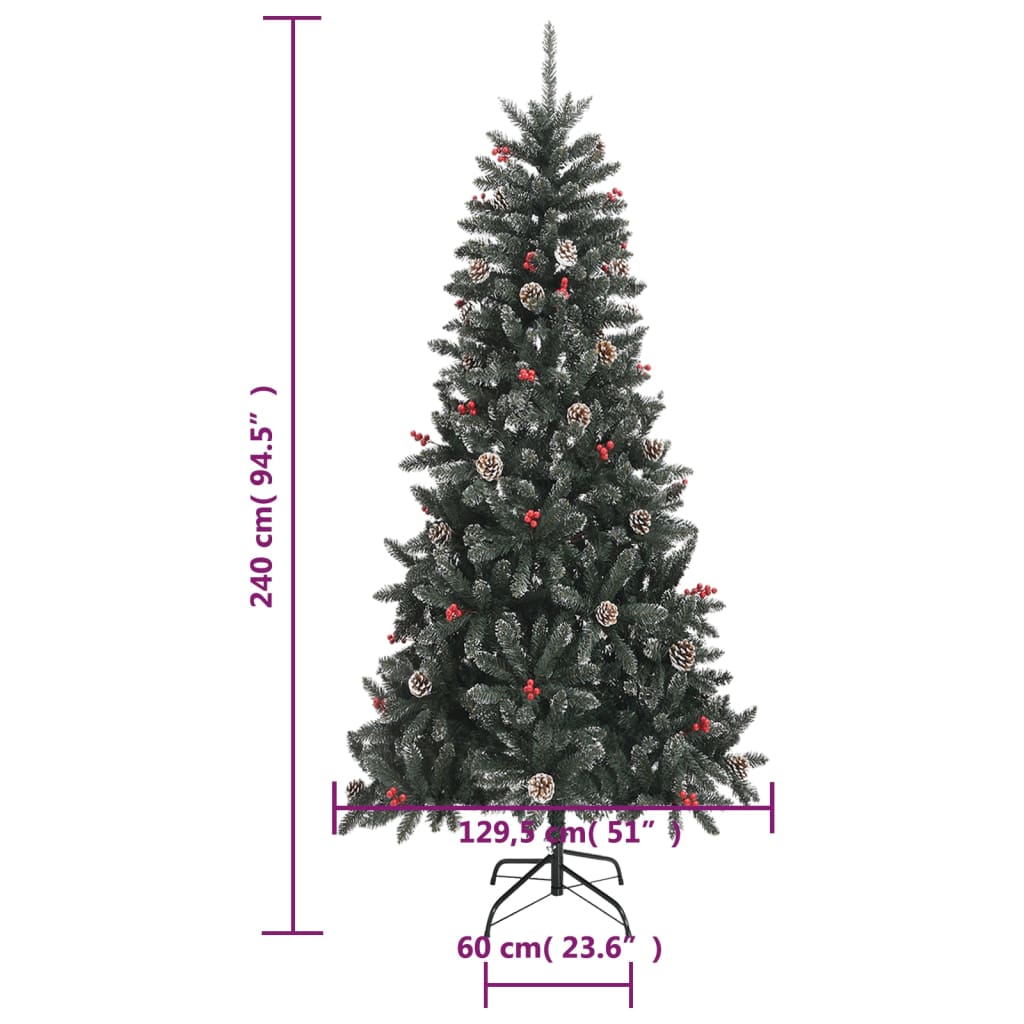 kunstigt juletræ med juletræsfod 240 cm PVC grøn