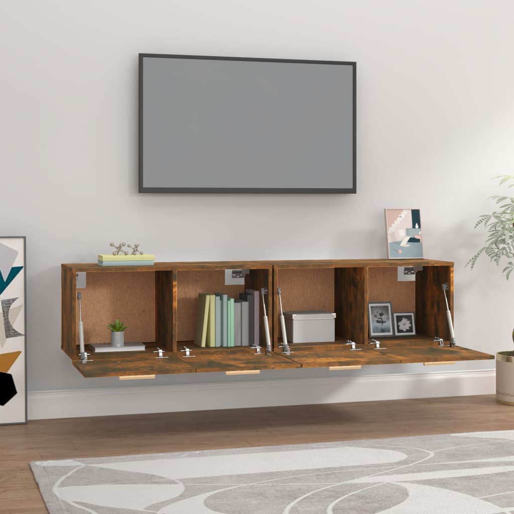 vægskabe 2 stk. 80x35x36,5 cm konstrueret træ sonoma-eg