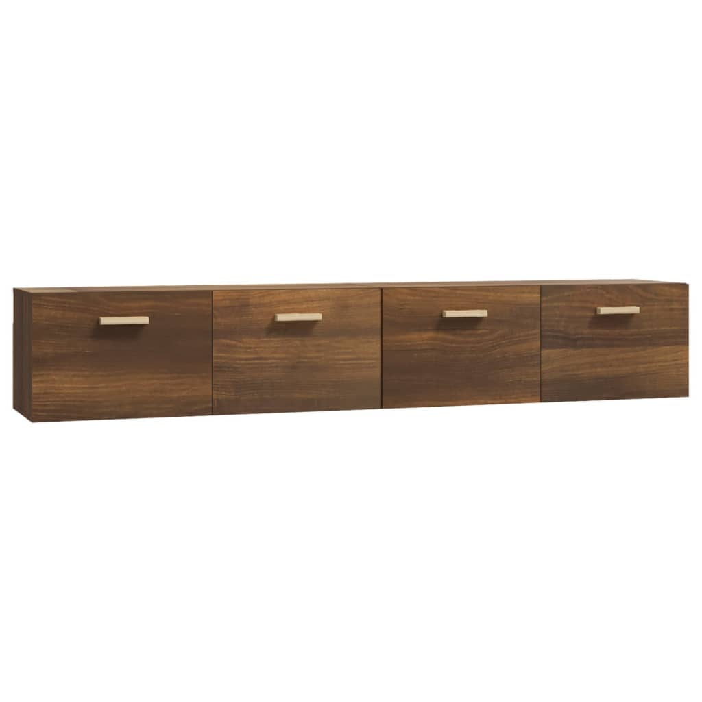 vægskabe 2 stk. 100x36,5x35 cm konstrueret træ brun egetræ
