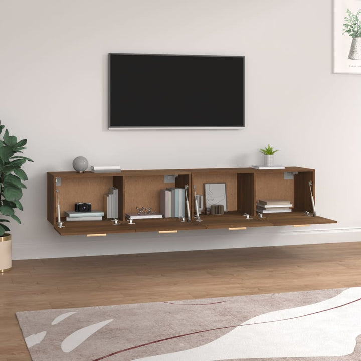 vægskabe 2 stk. 100x36,5x35 cm konstrueret træ brun egetræ