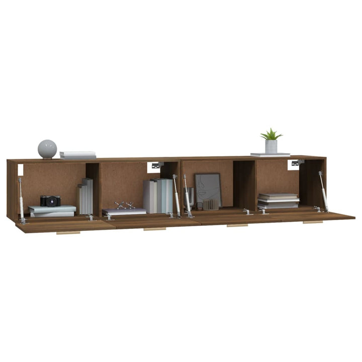 vægskabe 2 stk. 100x36,5x35 cm konstrueret træ brun egetræ