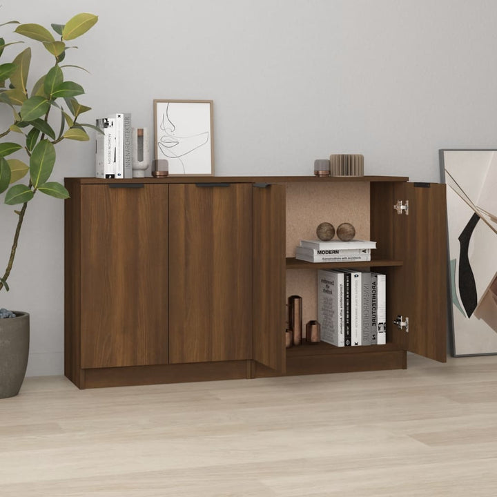 skænke 2 stk. 60x30x70 cm konstrueret træ brun egetræsfarve