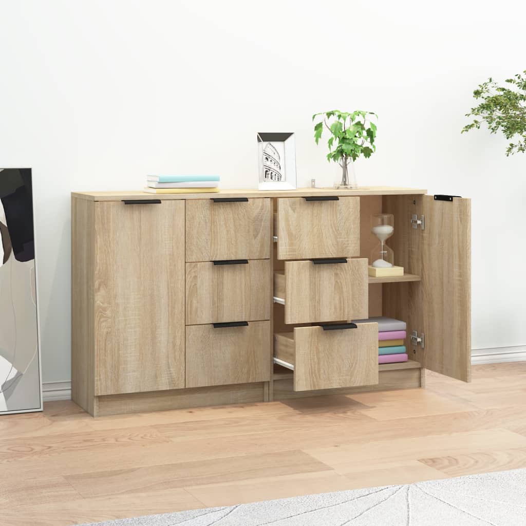 skænke 2 stk. 60x30x70 cm konstrueret træ sonoma-eg