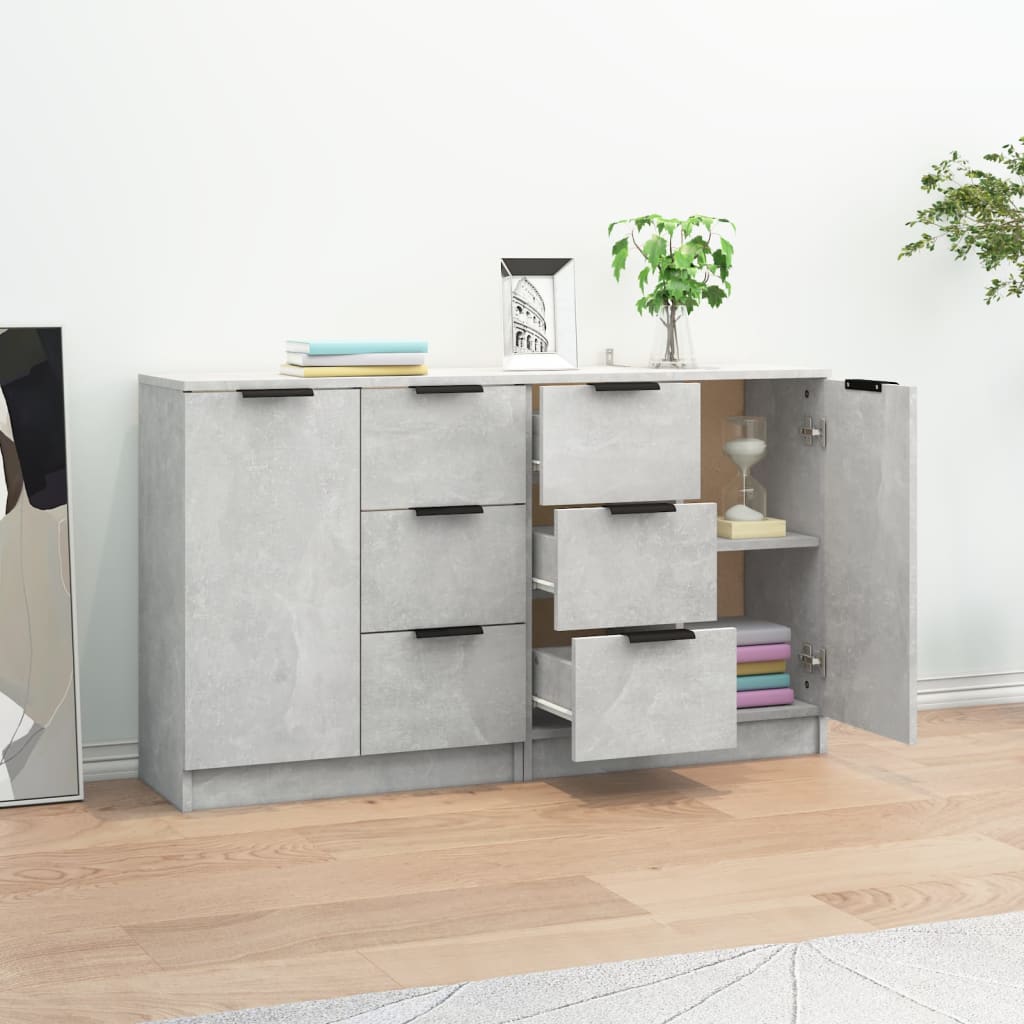 skænke 2 stk. 60x30x70 cm konstrueret træ betongrå