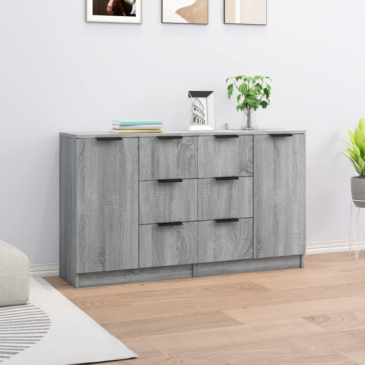 skænke 2 stk. 60x30x70 cm konstrueret træ grå sonoma-eg