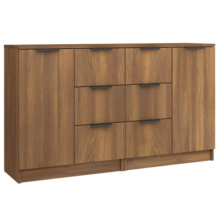 skænke 2 stk. 60x30x70 cm konstrueret træ brun egetræsfarve