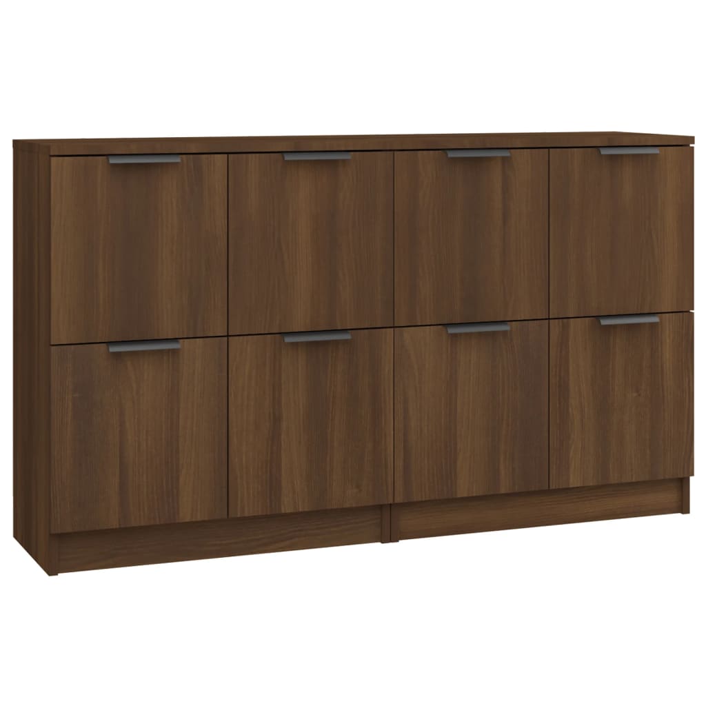 skænke 2 stk. 60x30x70 cm konstrueret træ brun egetræsfarve