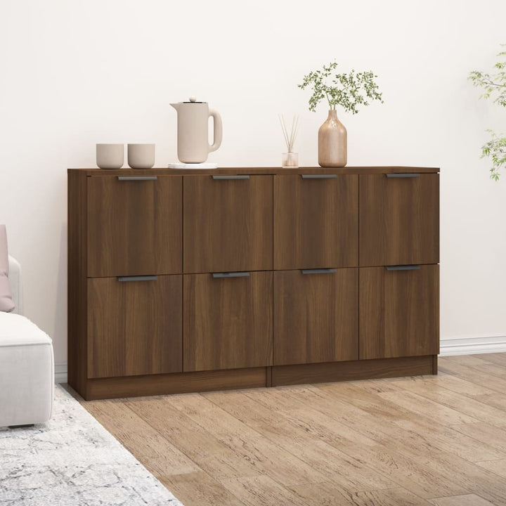 skænke 2 stk. 60x30x70 cm konstrueret træ brun egetræsfarve