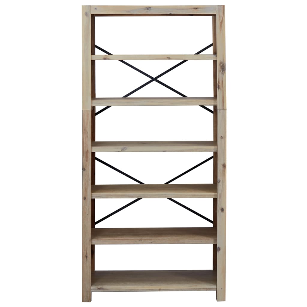 bogreol med 6 hylder 80x30x170 cm massivt akacietræ