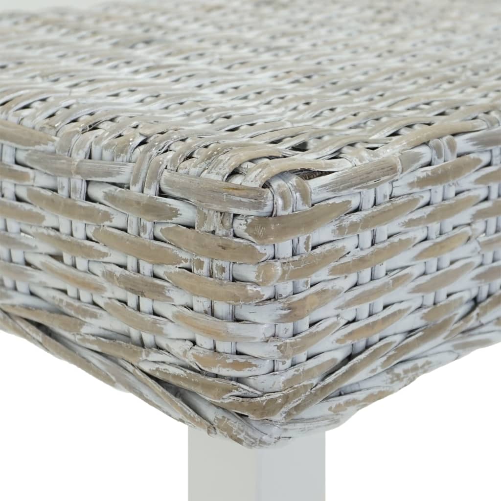 bænk 160x35x45 cm naturlig kubu-rattan og massivt mahognitræ hvid