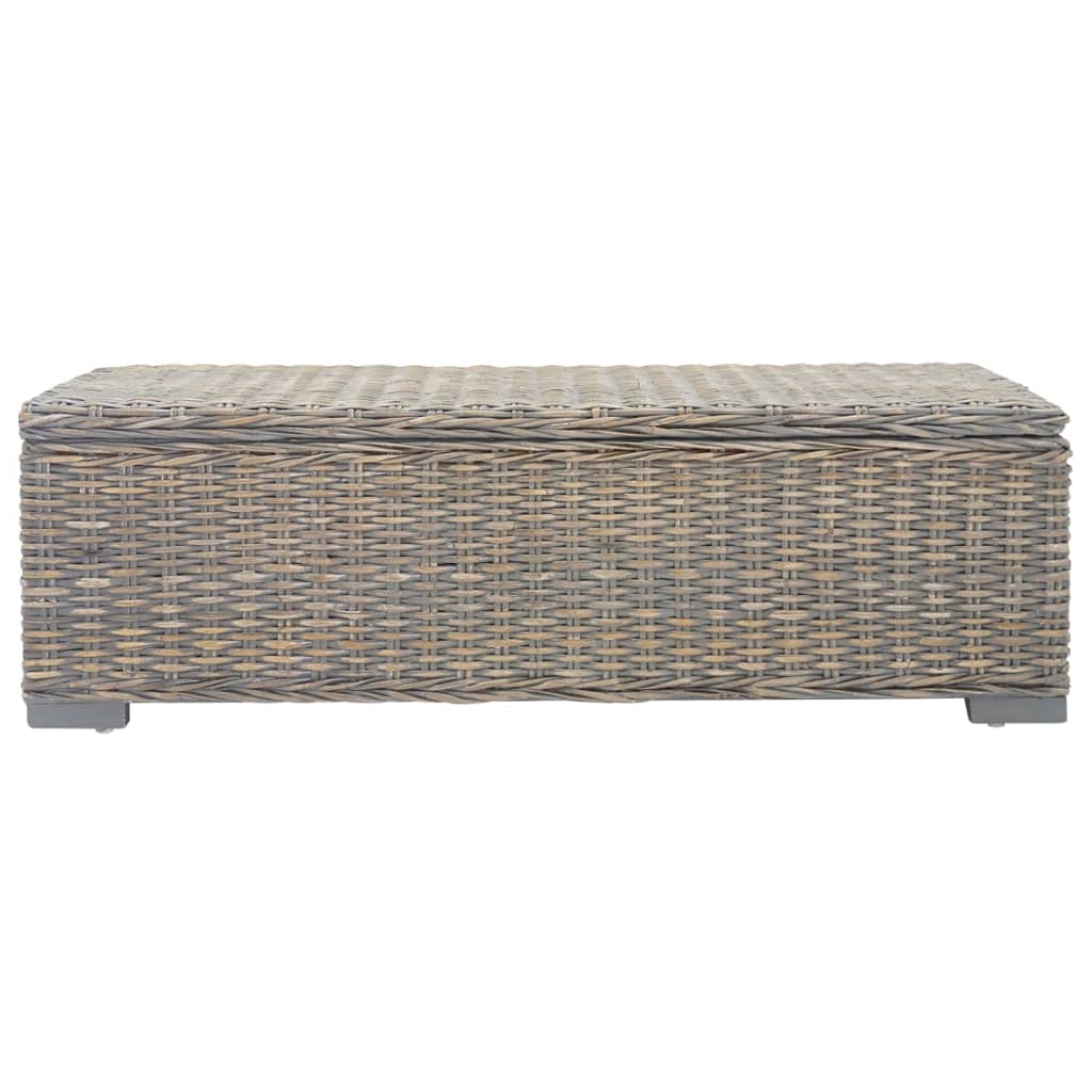 opbevaringsboks 110 cm naturlig kubu-rattan massivt mahogni grå