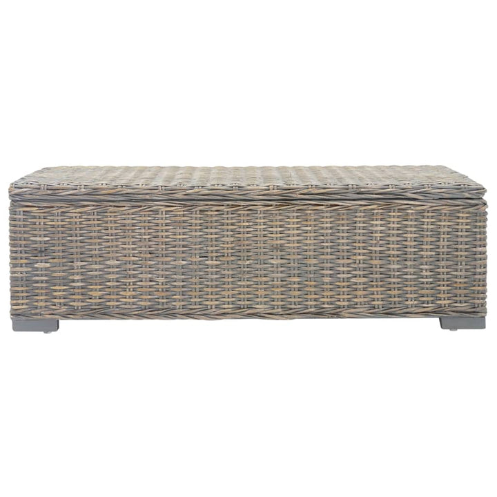 opbevaringsboks 110 cm naturlig kubu-rattan massivt mahogni grå