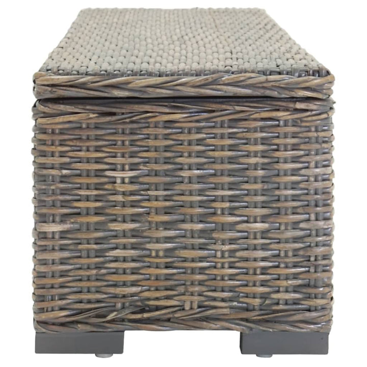 opbevaringsboks 110 cm naturlig kubu-rattan massivt mahogni grå
