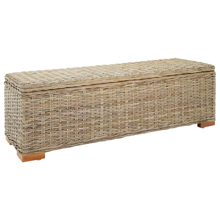 opbevaringsboks 110 cm naturlig kubu-rattan og massivt mahognitræ