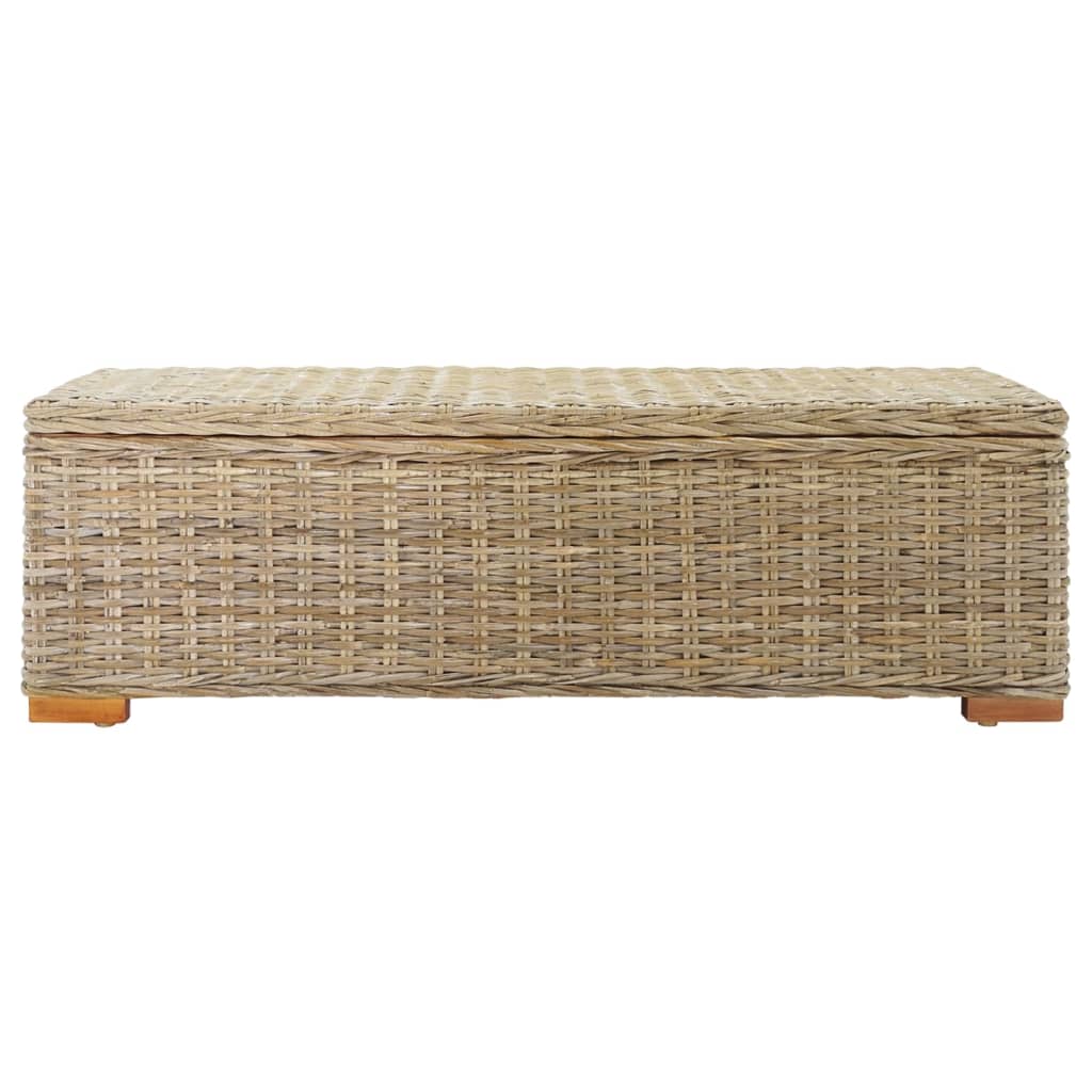 opbevaringsboks 110 cm naturlig kubu-rattan og massivt mahognitræ