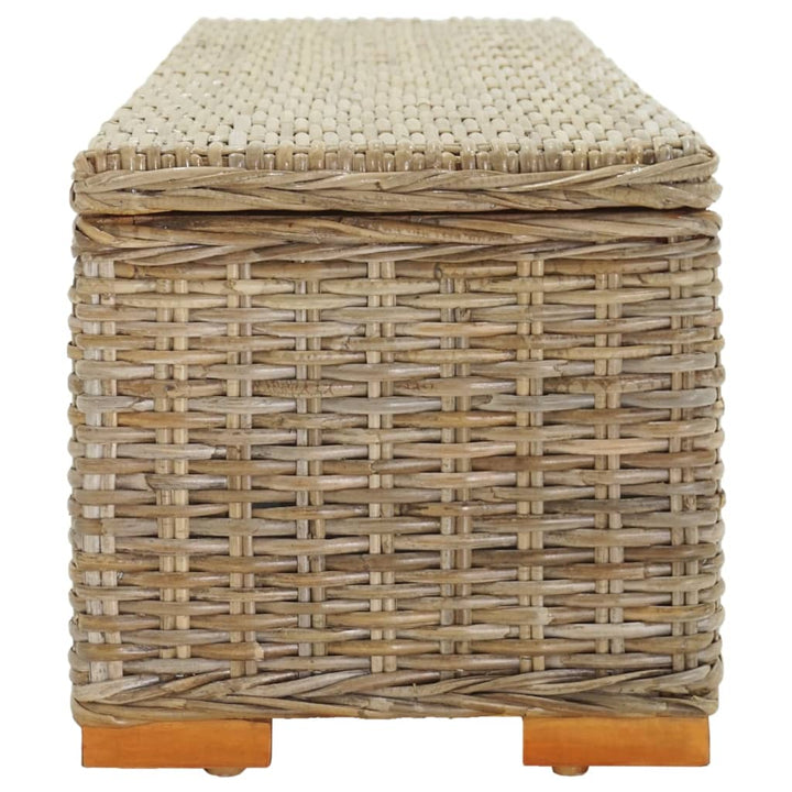 opbevaringsboks 110 cm naturlig kubu-rattan og massivt mahognitræ