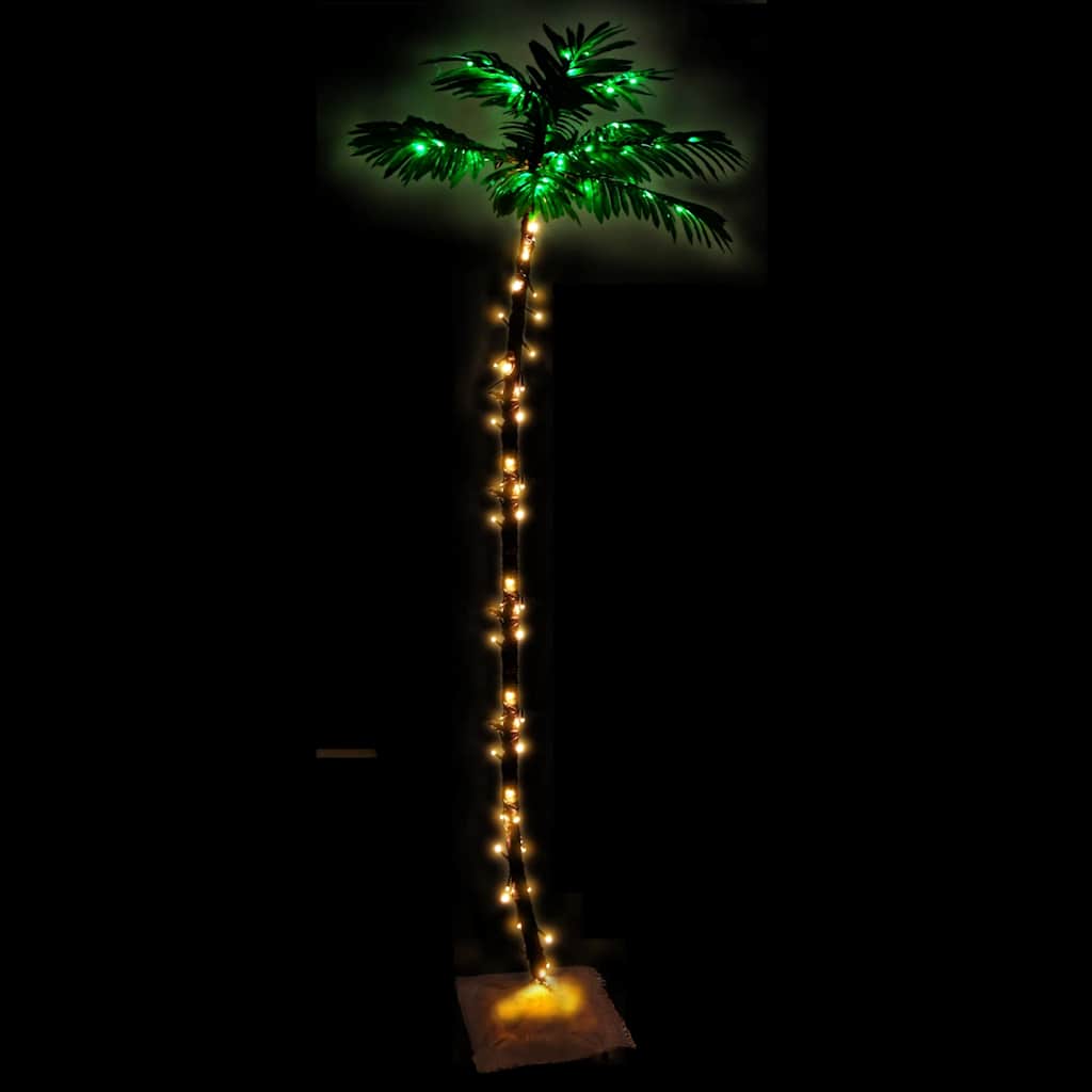 LED-palmetræ 220 cm 136 LED'er varmt hvidt lys hvid