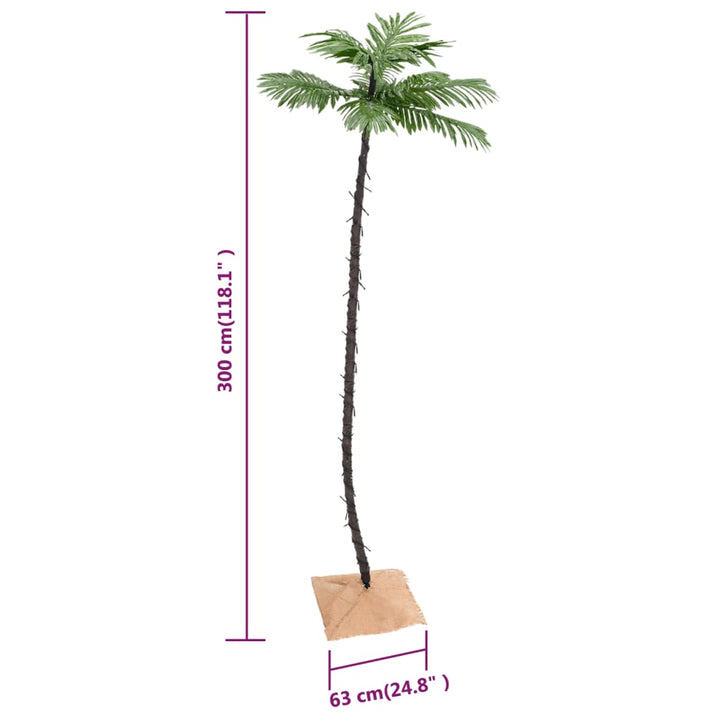LED-palmetræ 300 cm 192 LED'er varmt hvidt lys hvid