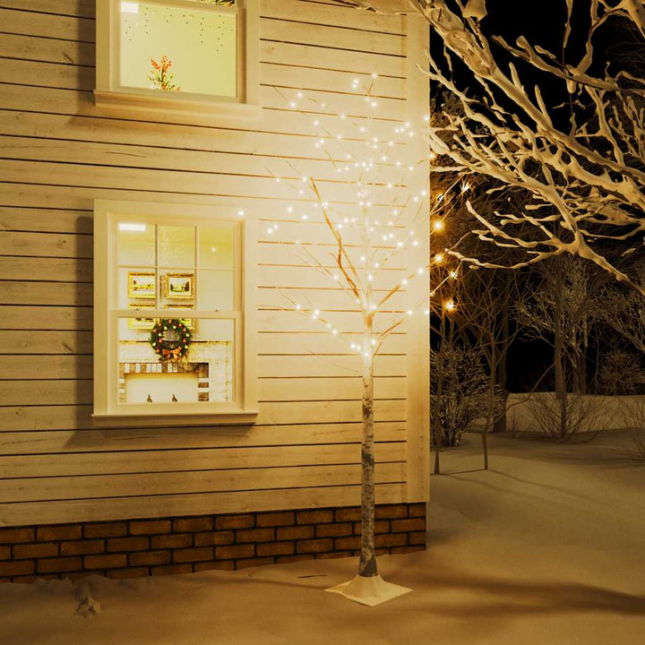 LED-birketræ 300 cm 240 LED'er varmt hvidt lys hvid