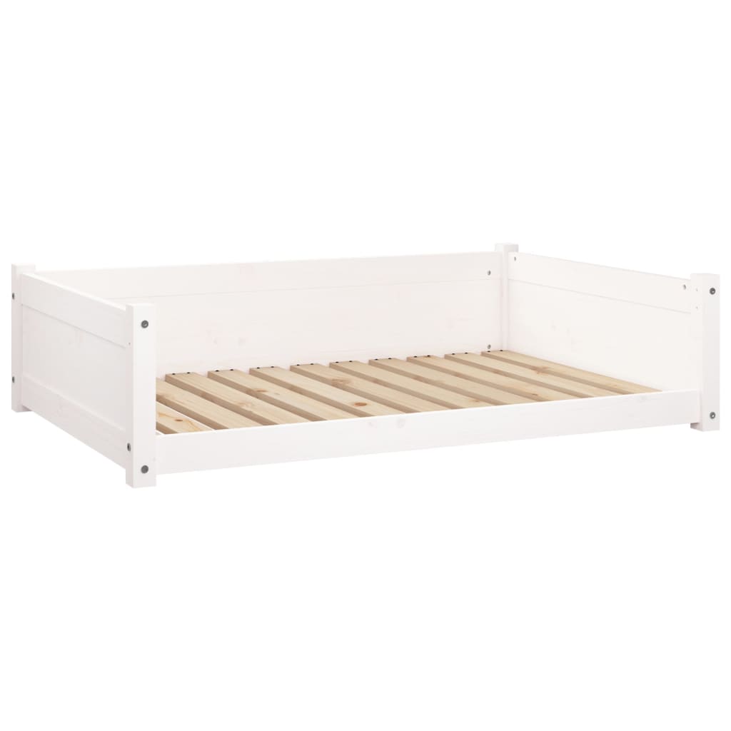 hundeseng 105,5x75,5x28 cm massivt fyrretræ hvid