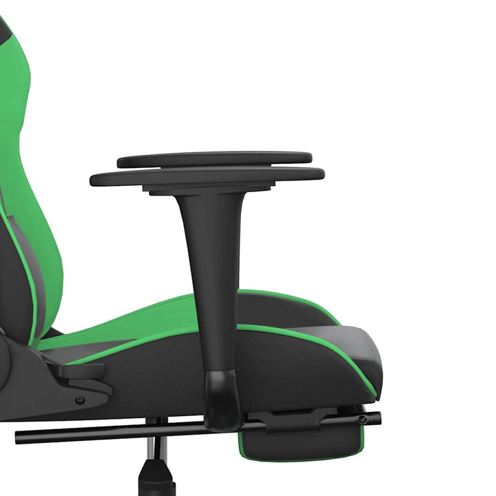 gamingstol m. massagefunktion og fodstøtte kunstlæder sort grøn