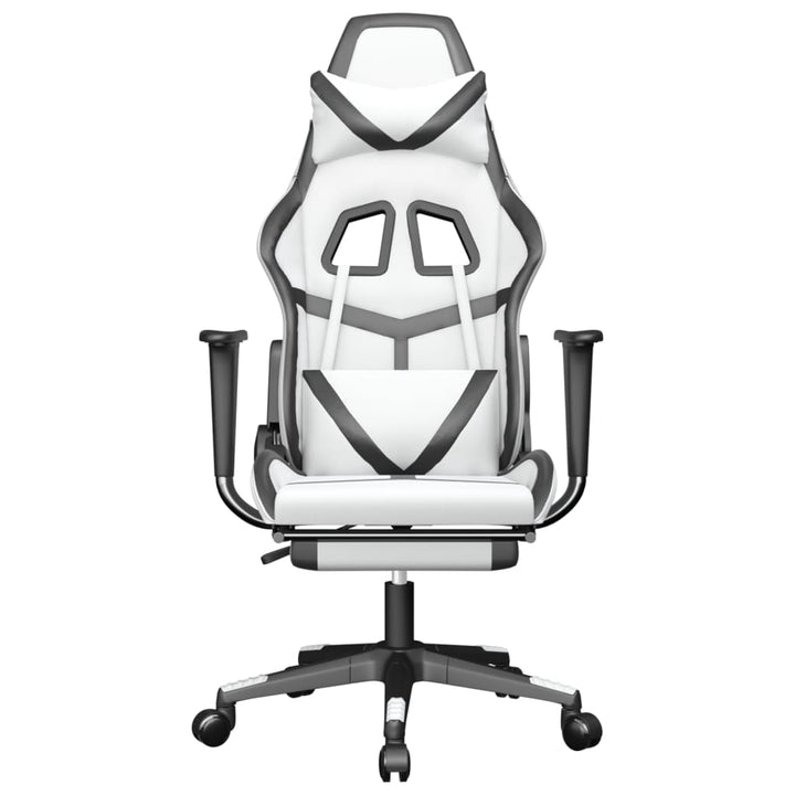 gamingstol m. massage og fodstøtte kunstlæder hvid sort