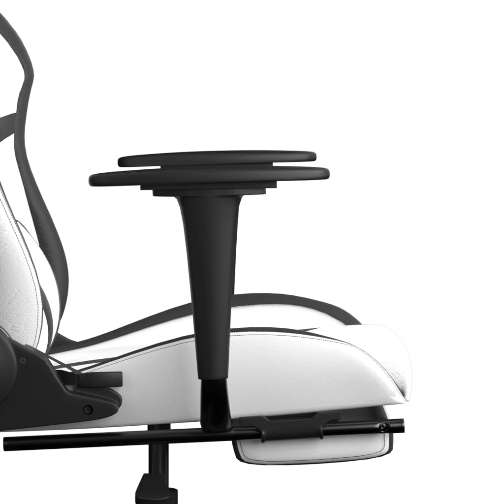 gamingstol m. massage og fodstøtte kunstlæder hvid sort