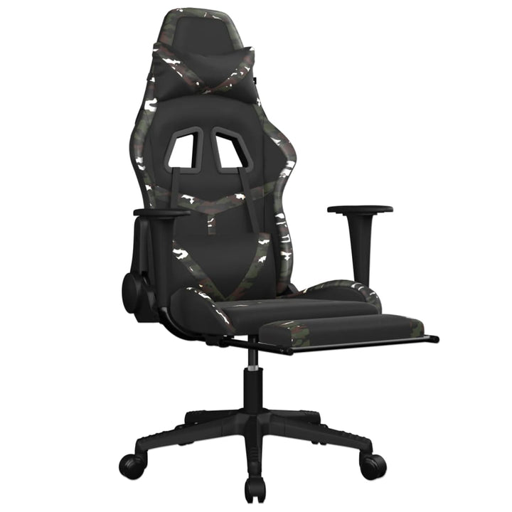 gamingstol m. massage og fodstøtte kunstlæder sort camouflage
