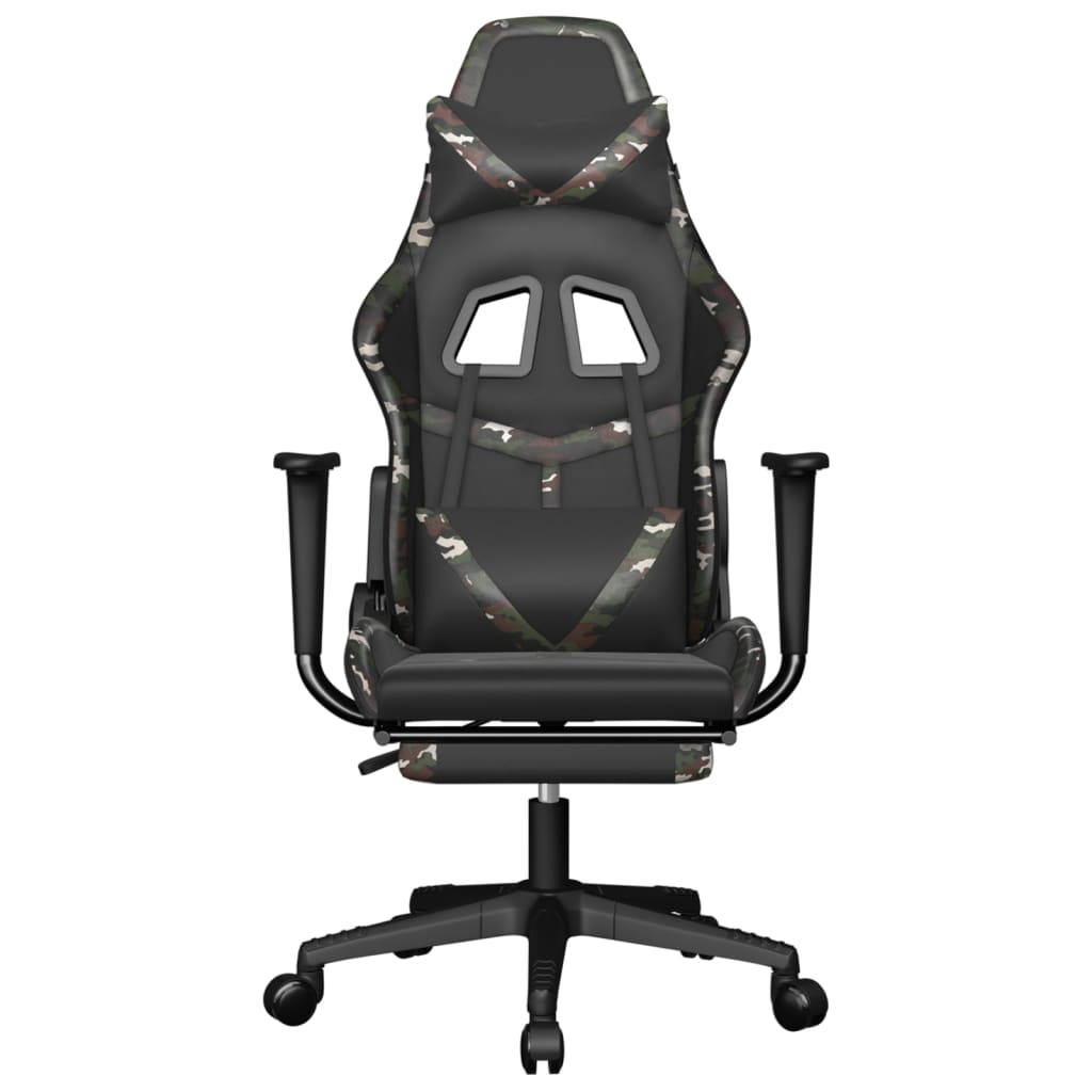 gamingstol m. massage og fodstøtte kunstlæder sort camouflage