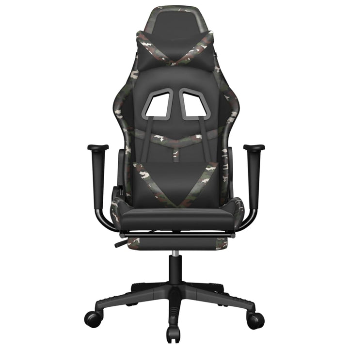 gamingstol m. massage og fodstøtte kunstlæder sort camouflage