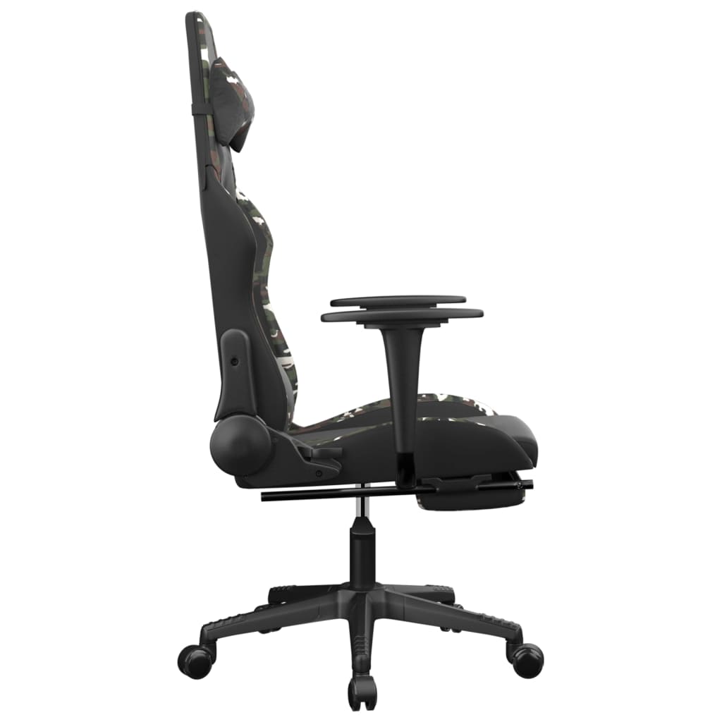 gamingstol m. massage og fodstøtte kunstlæder sort camouflage