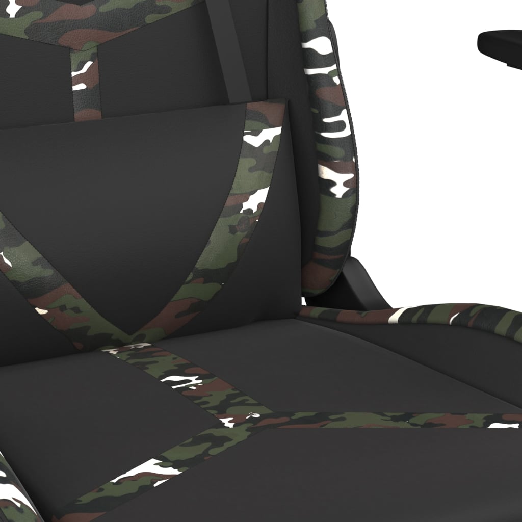 gamingstol m. massage og fodstøtte kunstlæder sort camouflage
