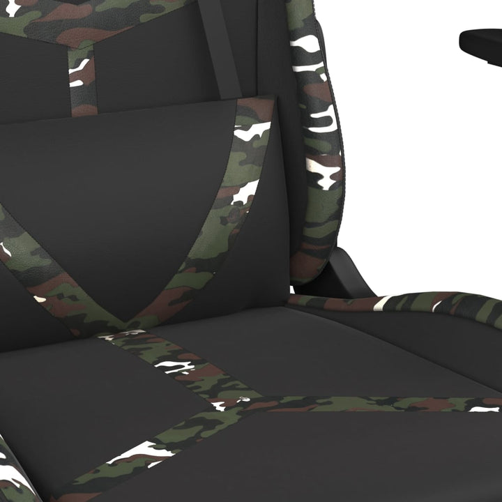gamingstol m. massage og fodstøtte kunstlæder sort camouflage