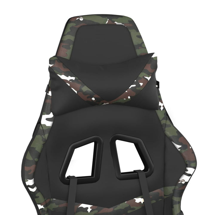 gamingstol m. massage og fodstøtte kunstlæder sort camouflage