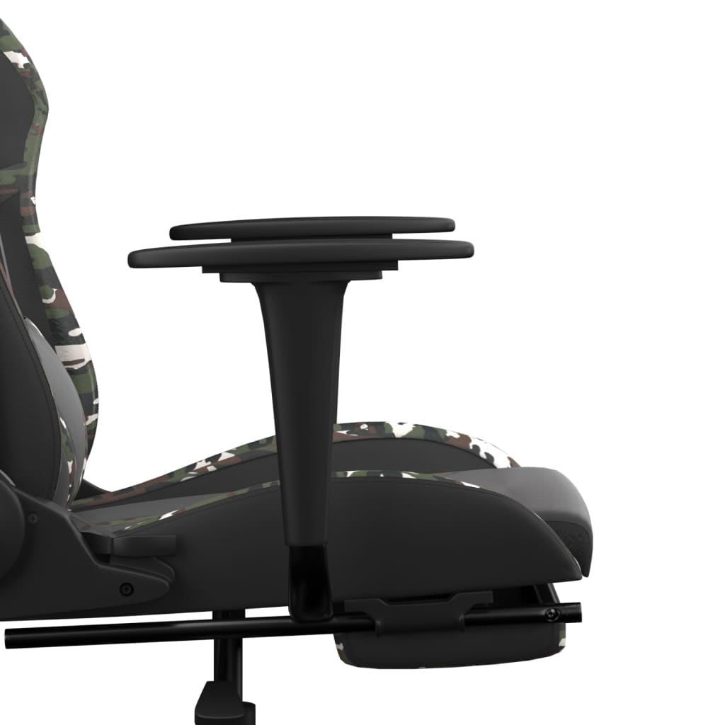 gamingstol m. massage og fodstøtte kunstlæder sort camouflage