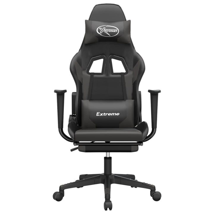 gamingstol m. massagefunktion og fodstøtte kunstlæder sort grå