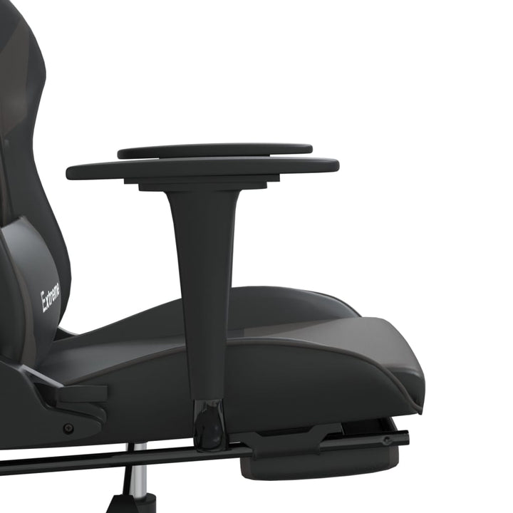 gamingstol m. massagefunktion og fodstøtte kunstlæder sort grå