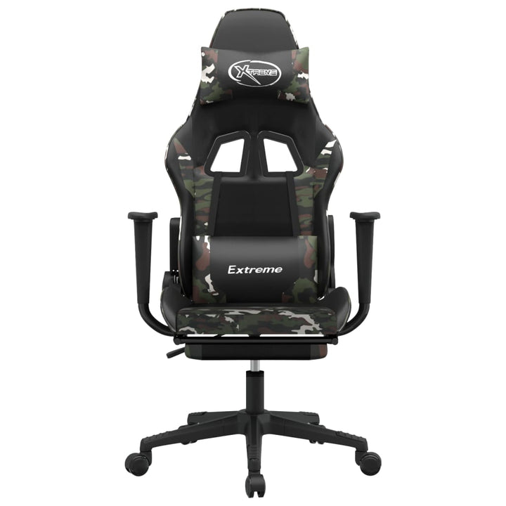 gamingstol m. massage og fodstøtte kunstlæder sort camouflage