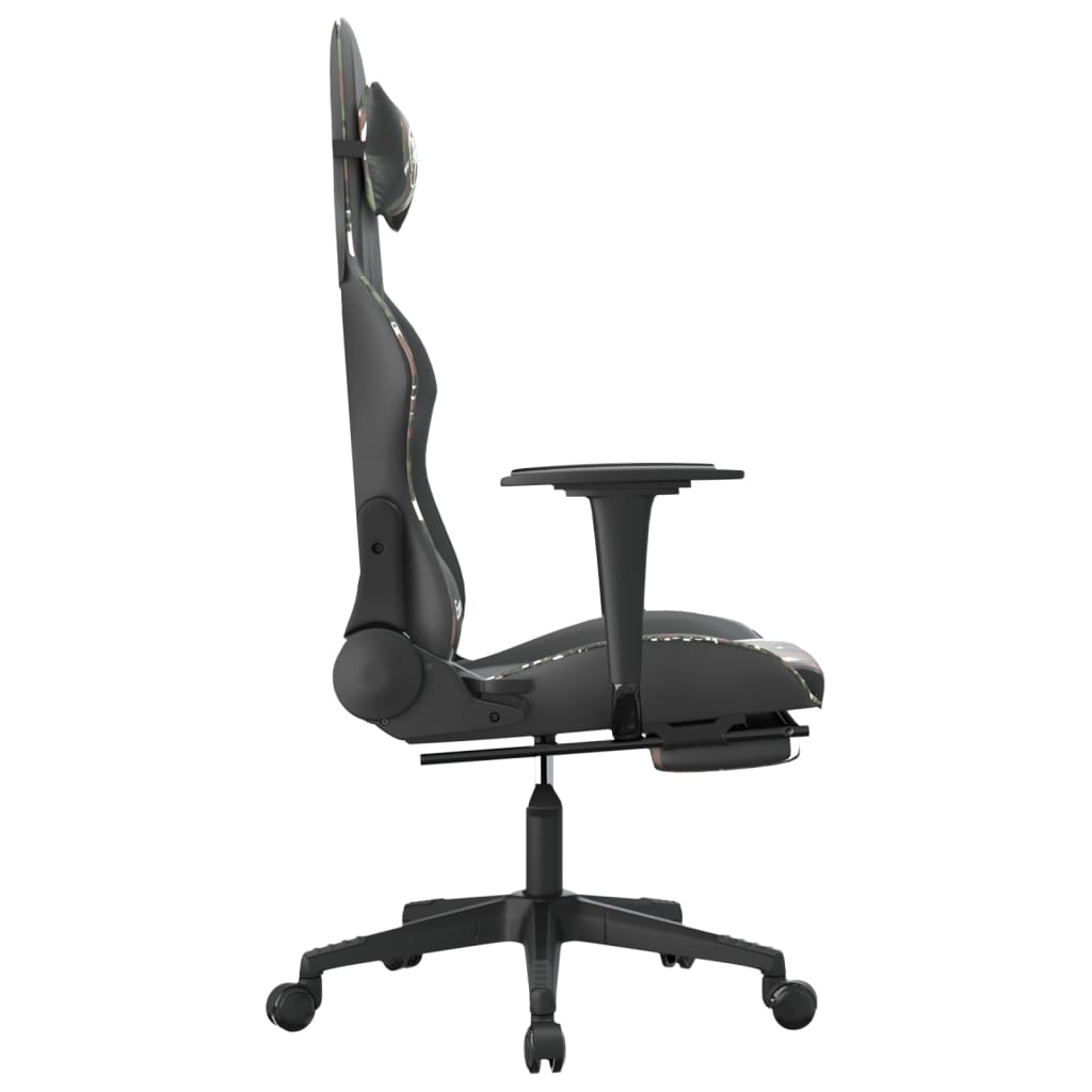 gamingstol m. massage og fodstøtte kunstlæder sort camouflage