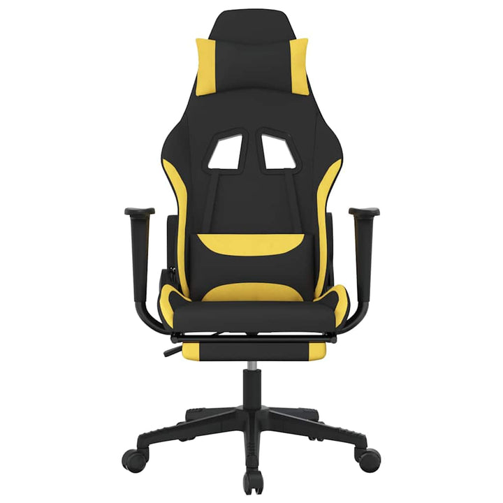 gamingstol med massagefunktion + fodstøtte stof sort og gul