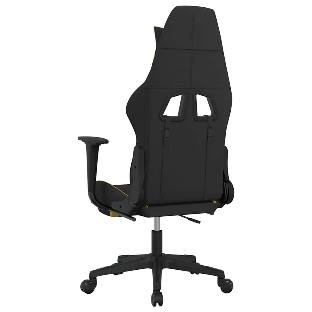 gamingstol med massagefunktion + fodstøtte stof sort og gul