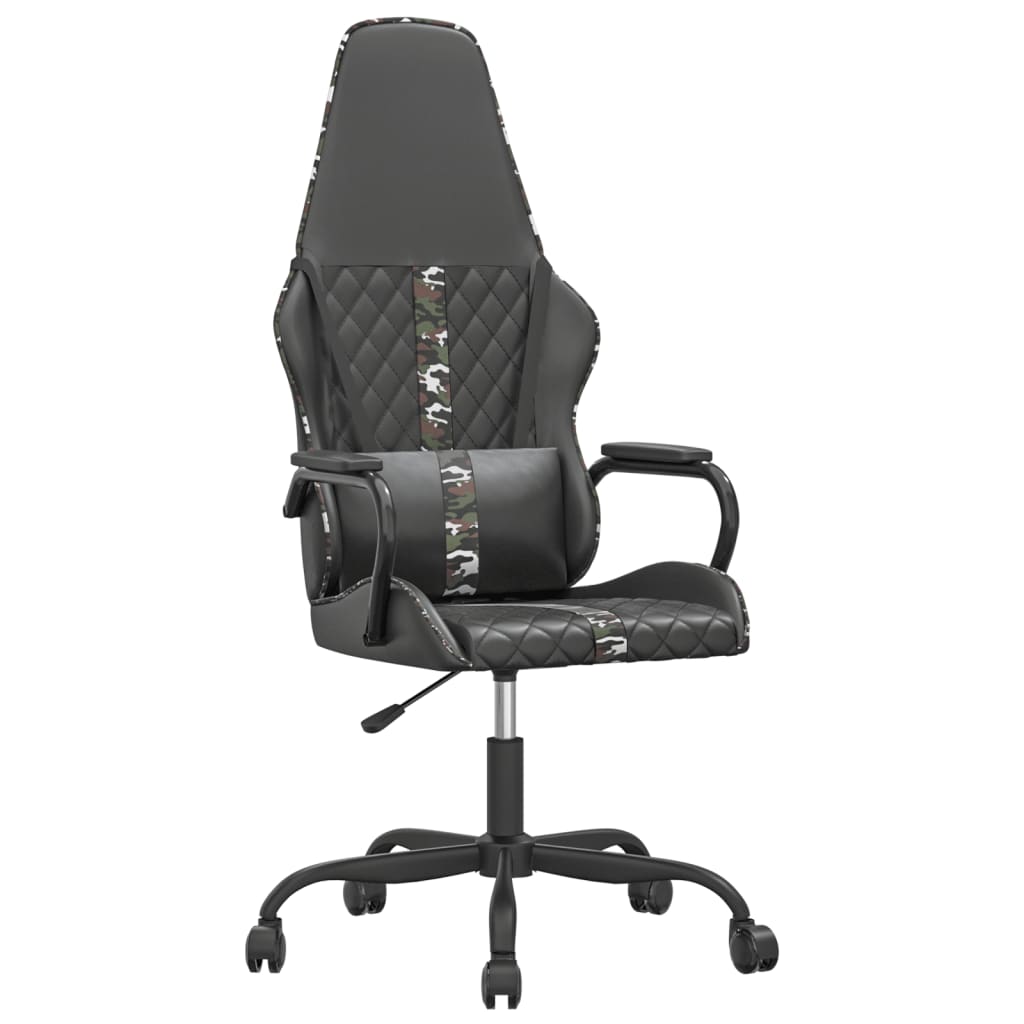gamingstol med massagefunktion kunstlæder camouflage og sort