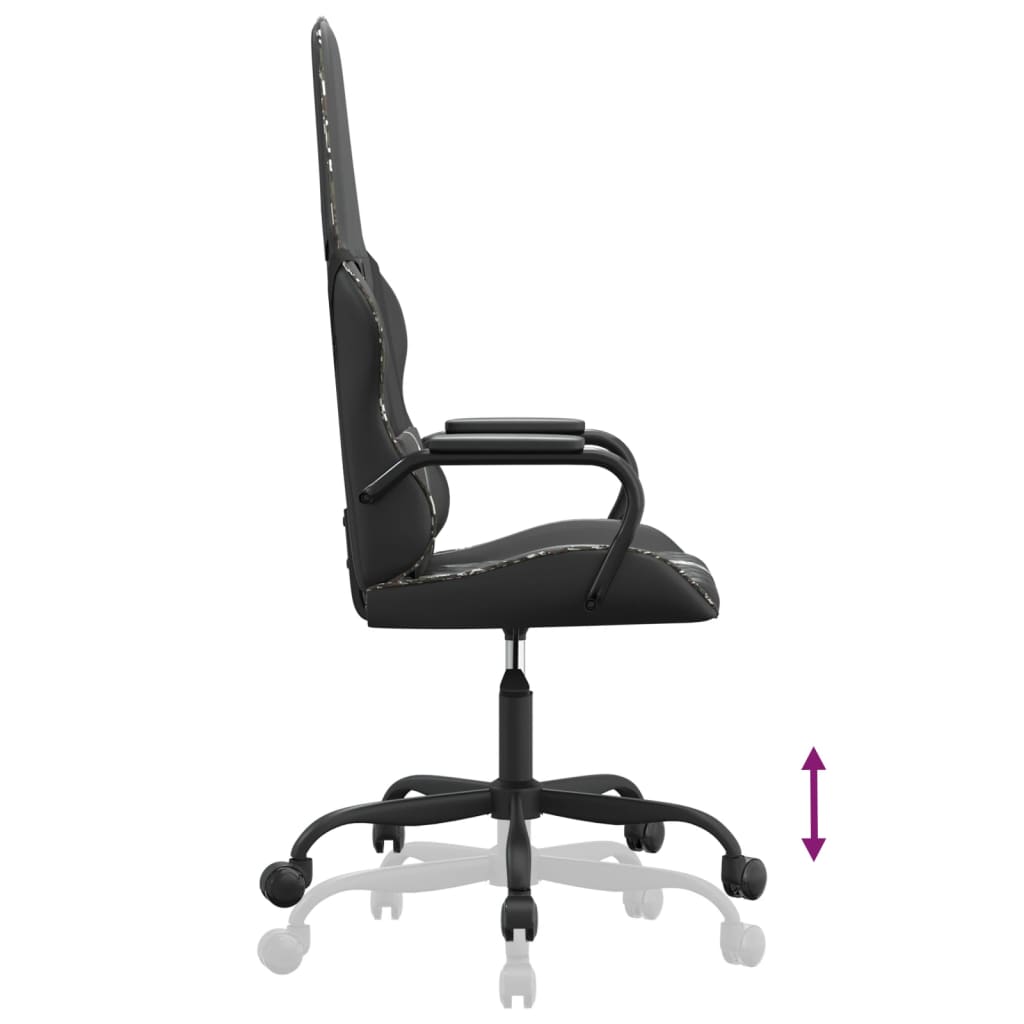 gamingstol med massagefunktion kunstlæder camouflage og sort
